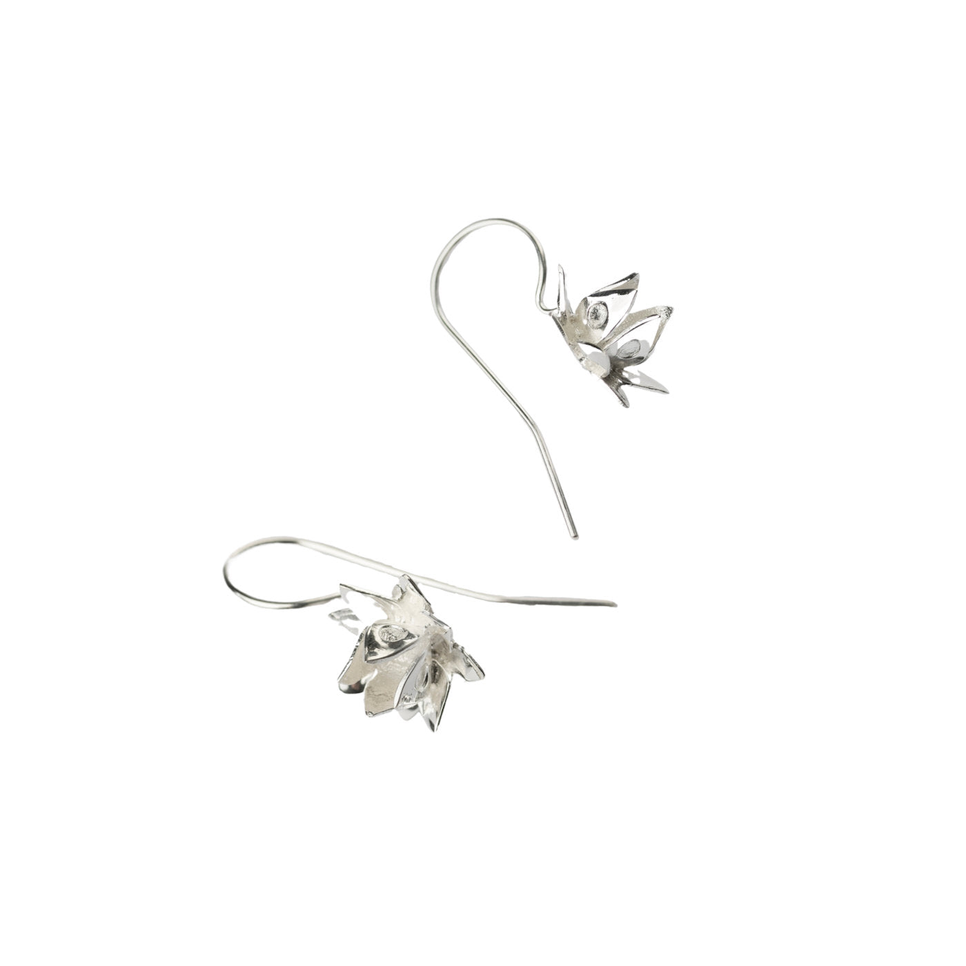 Lotus Hook Earrings - Silver