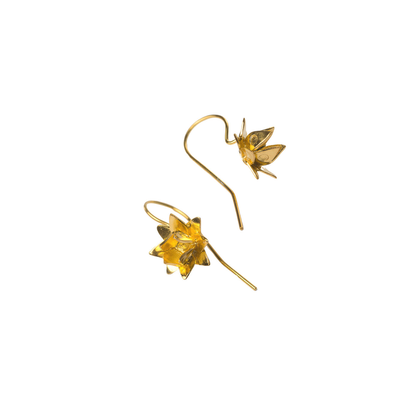 Lotus Hook Earrings - Gold