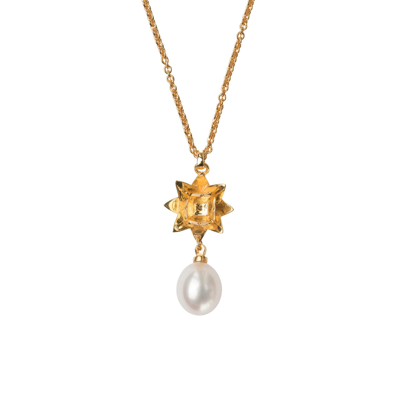Lotus Pearl Necklace - Gold