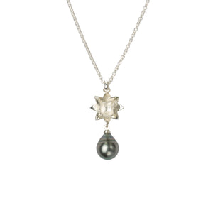 Lotus Tahitian Pearl Necklace - Silver
