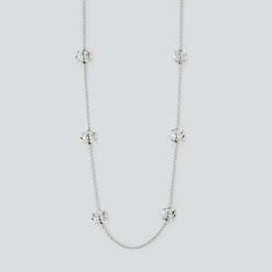 Close of sterling silver Long Lotus Necklace by Brave Edith